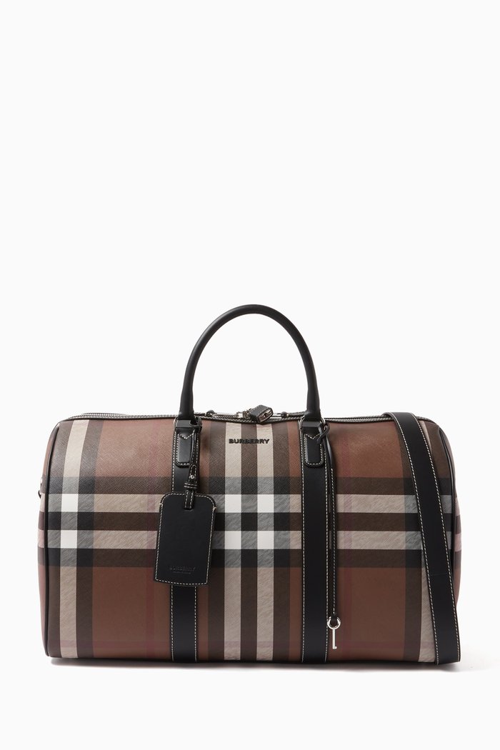 

Boston Holdall Weekend Bag in Check Canvas, Neutral