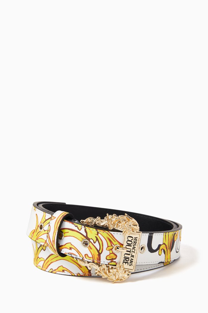 

Baroque-print Belt in Saffiano Leather, White