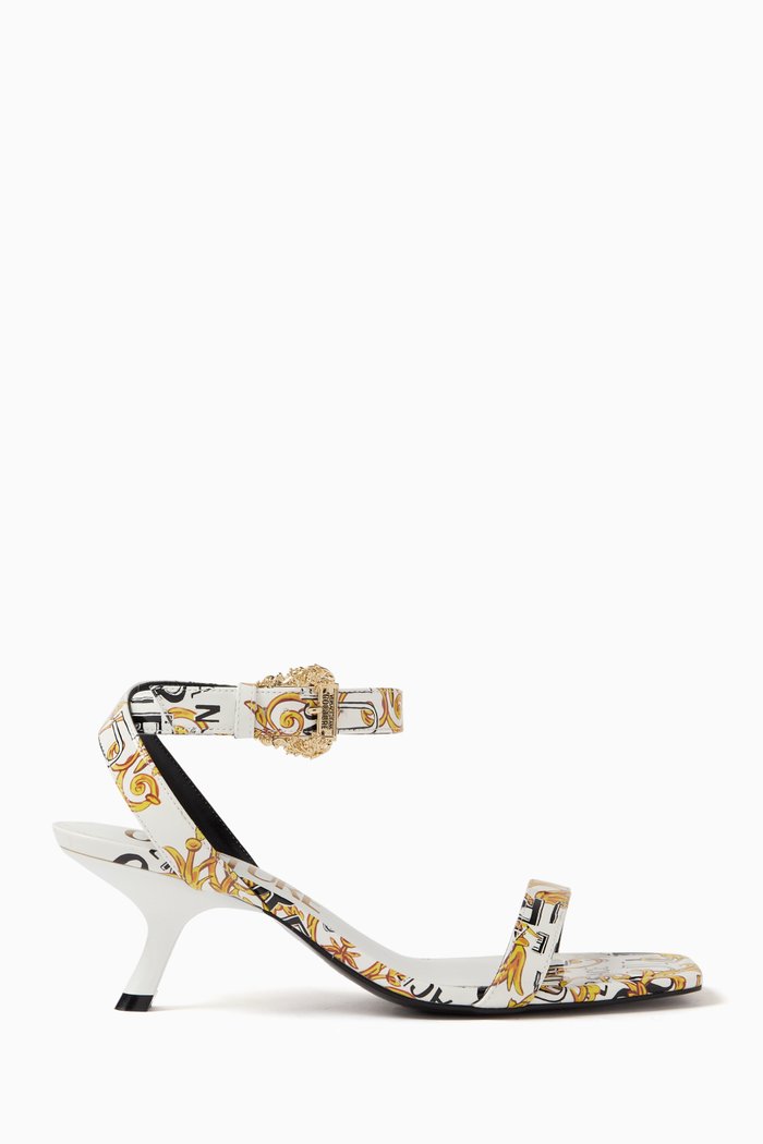 

Fiona Buckle Sandal in Patent Leather, White