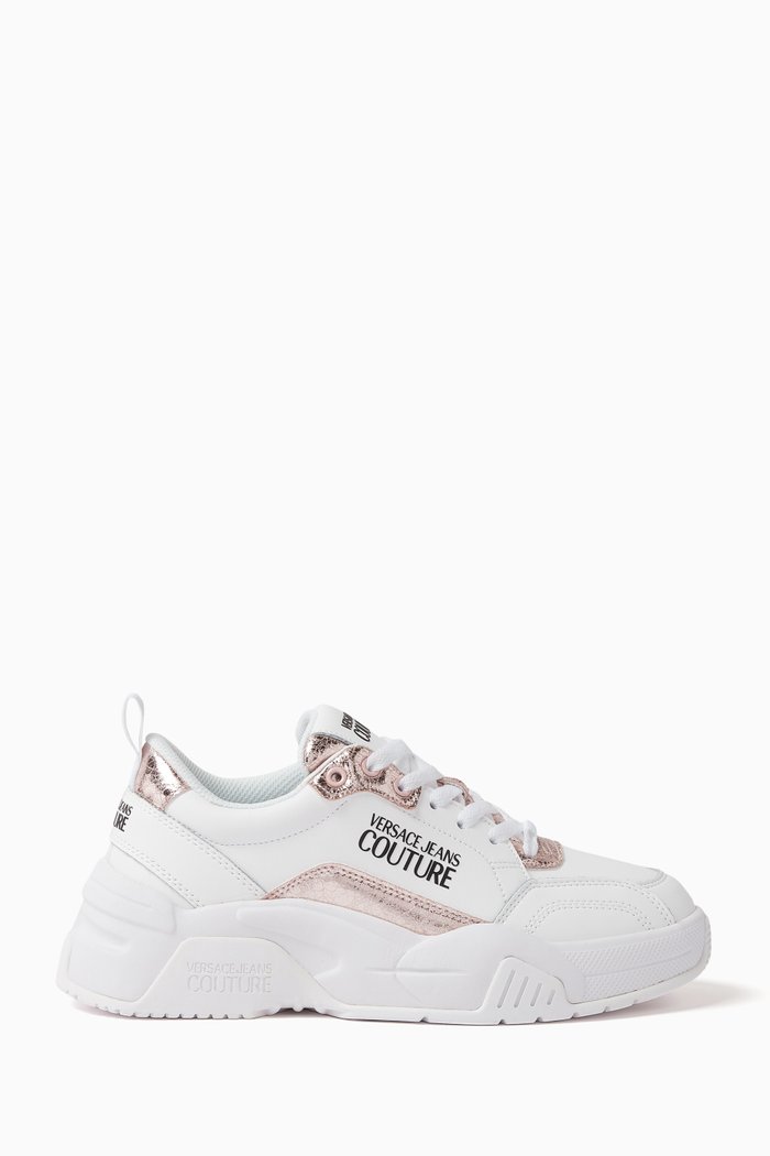 

Stargaze Metallic Low Top Sneakers in Leather, White