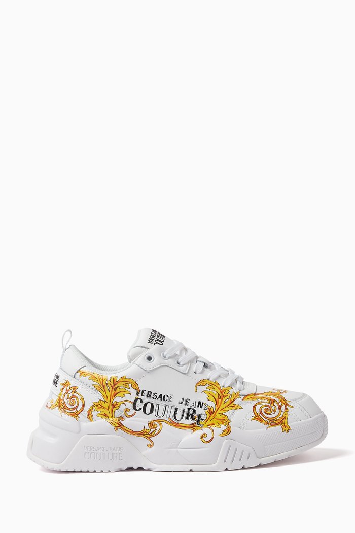 

Stargaze Baroque Print Low Top Sneakers in Leather, White