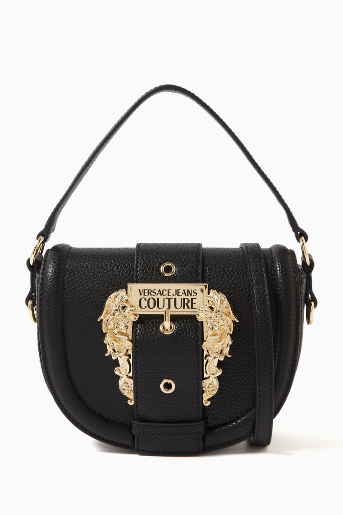 

Couture 01 Round Crossbody Bag in Grainy Leather, Black