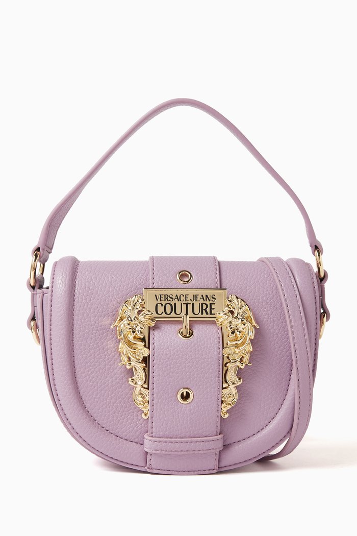 

Couture 01 Round Crossbody Bag in Grainy Leather, Purple