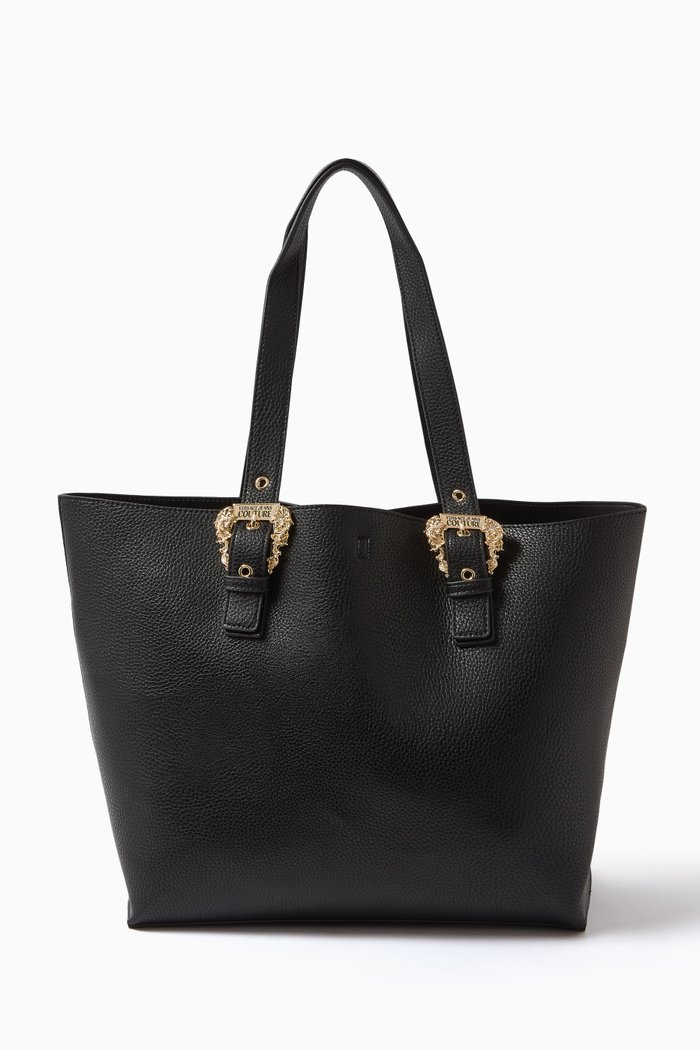 Couture 01 Shopper Tote Bag in Grained leather, Black