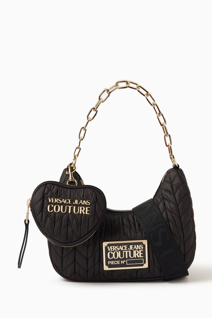 

Crunchy Zip Crossbody Bag in Quilted Nylon, Black