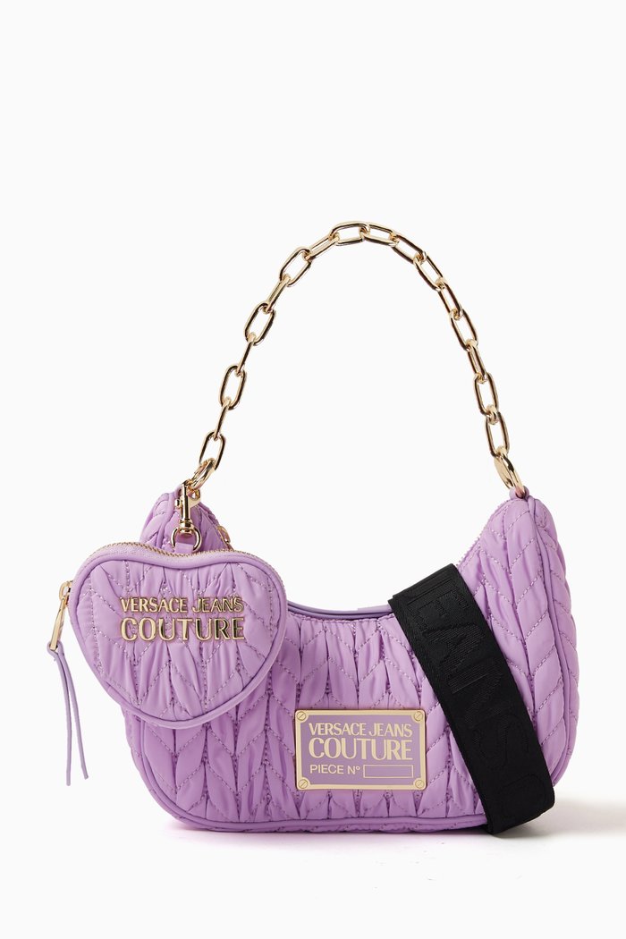 

Crunchy Zip Crossbody Bag in Quilted Nylon, Purple