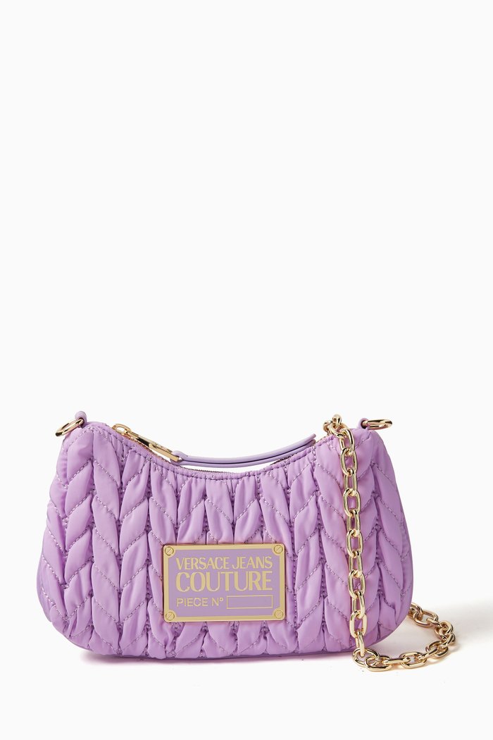 

Small Crunchy Chain-strap Shoulder Bag in Nylon, Purple