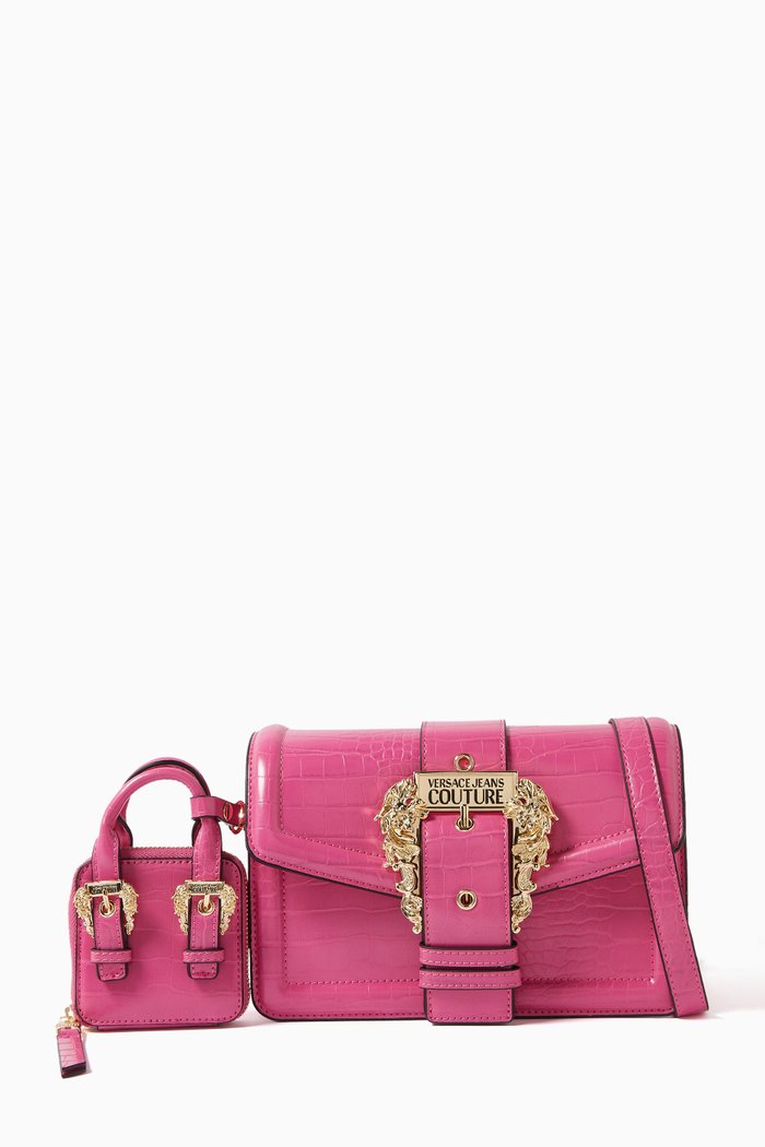 

Couture 01 Flap Shoulder Bag in Croc-embossed Leather, Pink