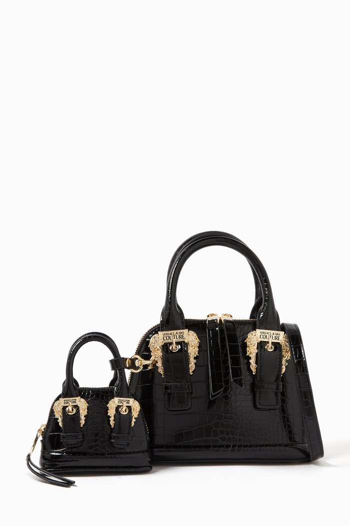 

Small Couture 01 Crossbody Bag in Croc-embossed PU, Black