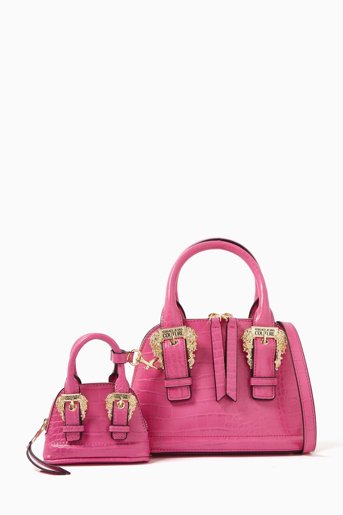 

Small Couture 01 Crossbody Bag in Croc-embossed PU, Pink