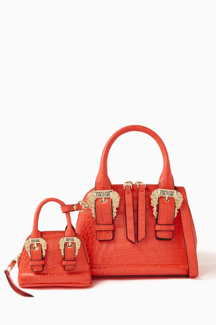 

Small Couture 01 Crossbody Bag in Croc-embossed Faux-leather, Orange