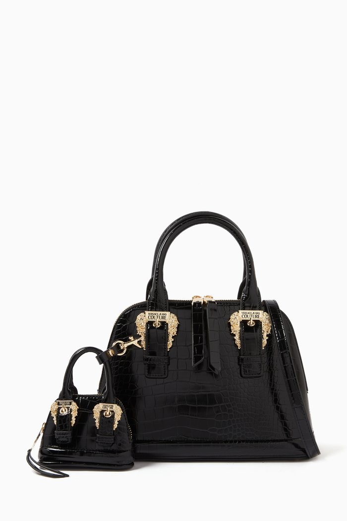 

Medium Couture 01 Crossbody Bag in Croc-embossed PU, Black
