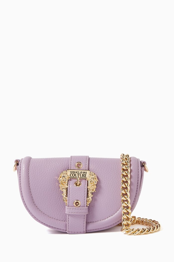

Small Coutoure 01 Crossbody Bag in Grainy Leather, Purple