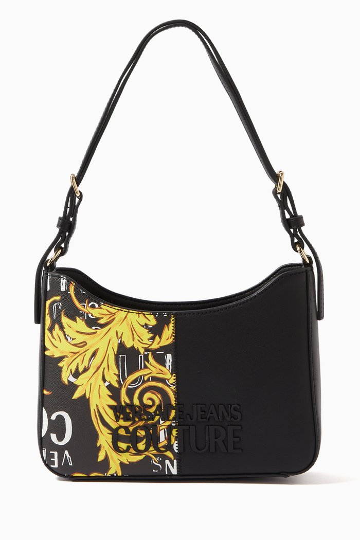 

Small Half print Zip Shoulder Bag in Polyurethane, Black