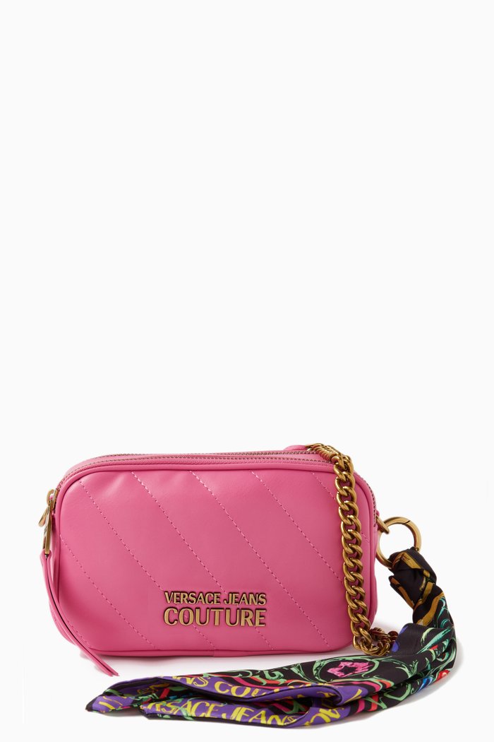 

Small Thelma Crossbody Camera Bag in Quilted Faux Leather, Pink