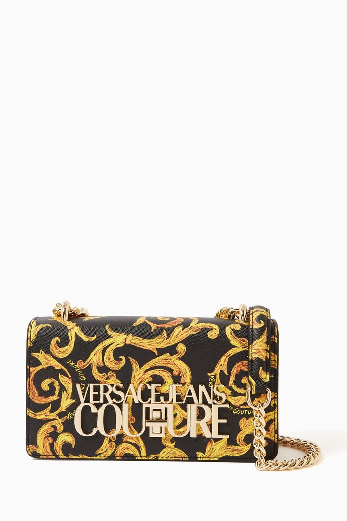 

Small Sketch Couture Print Crossbody Bag in Saffiano Leather, Black