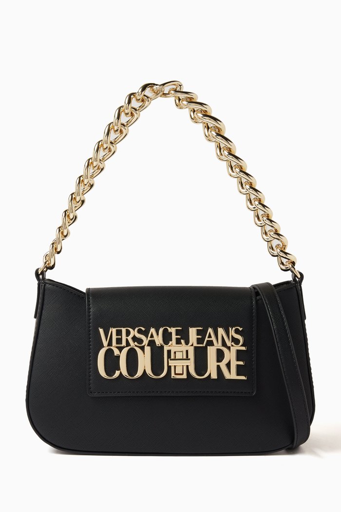 

Small Logo Chain-detail Shoulder Bag in Faux-leather, Black