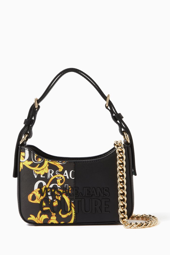 

Mini Half Barocco Print Shoulder Bag in Polyurethane, Black