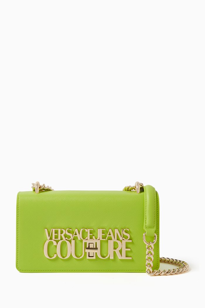 

Small Logo Lock Crossbody Bag in Polyurethane, Green