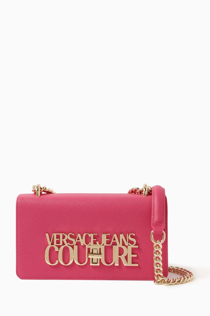 

Small Logo Lock Crossbody Bag in Polyurethane, Pink