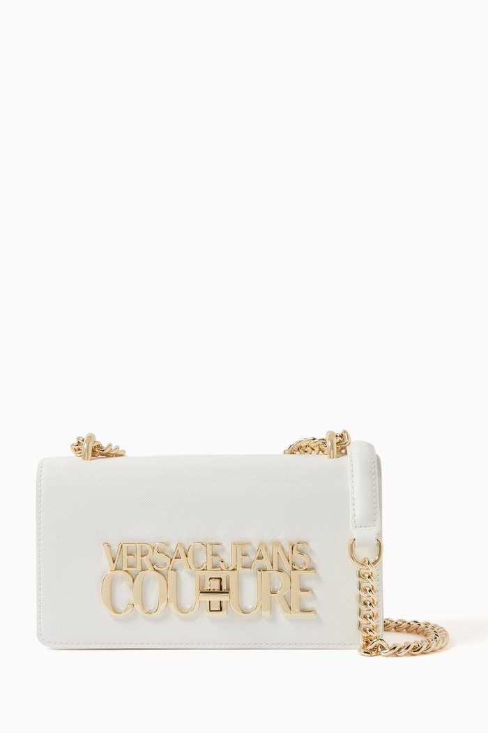 

Small Logo Lock Crossbody Bag in Polyurethane, White