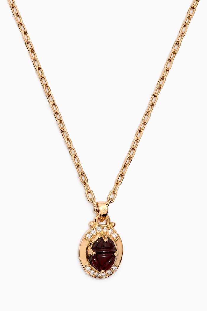 

Garnet & Diamond Necklace in 18kt Yellow Gold