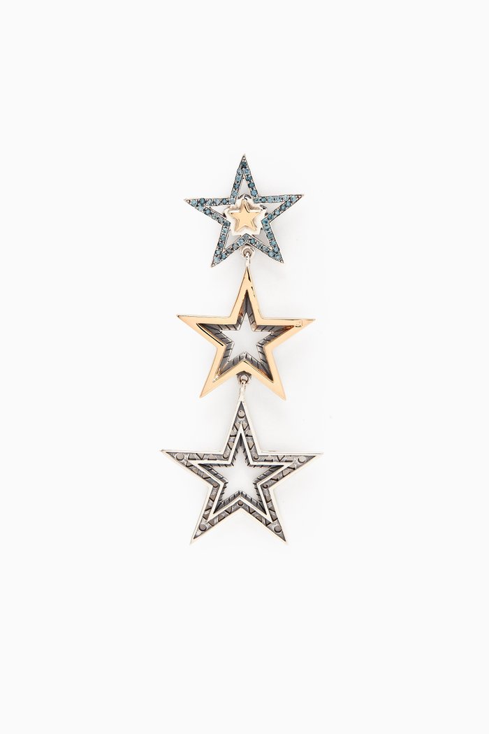 

3-star Topaz Single Drop Earring in 18kt Gold & Sterling Silver
