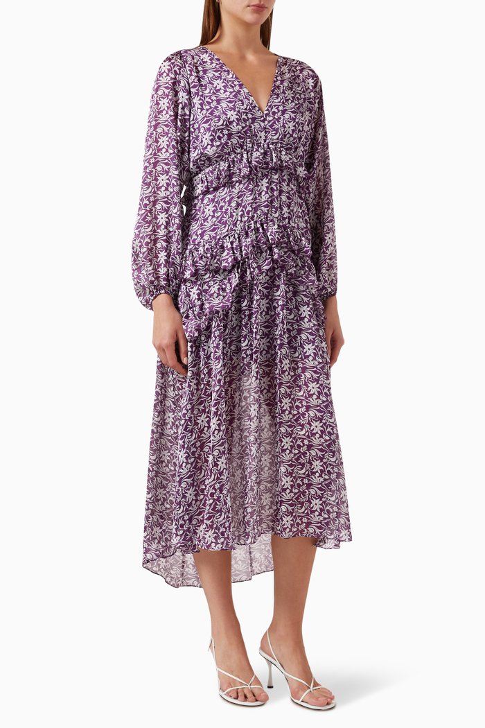 

Ronirique Floral Print Midi Dress, Purple