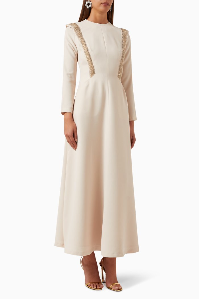 

Carolina Beaded Midi Dress, Neutral