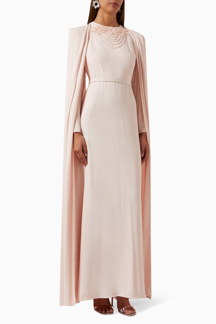

Dolce Cape-sleeve Maxi Dress in Viscose-blend, Pink