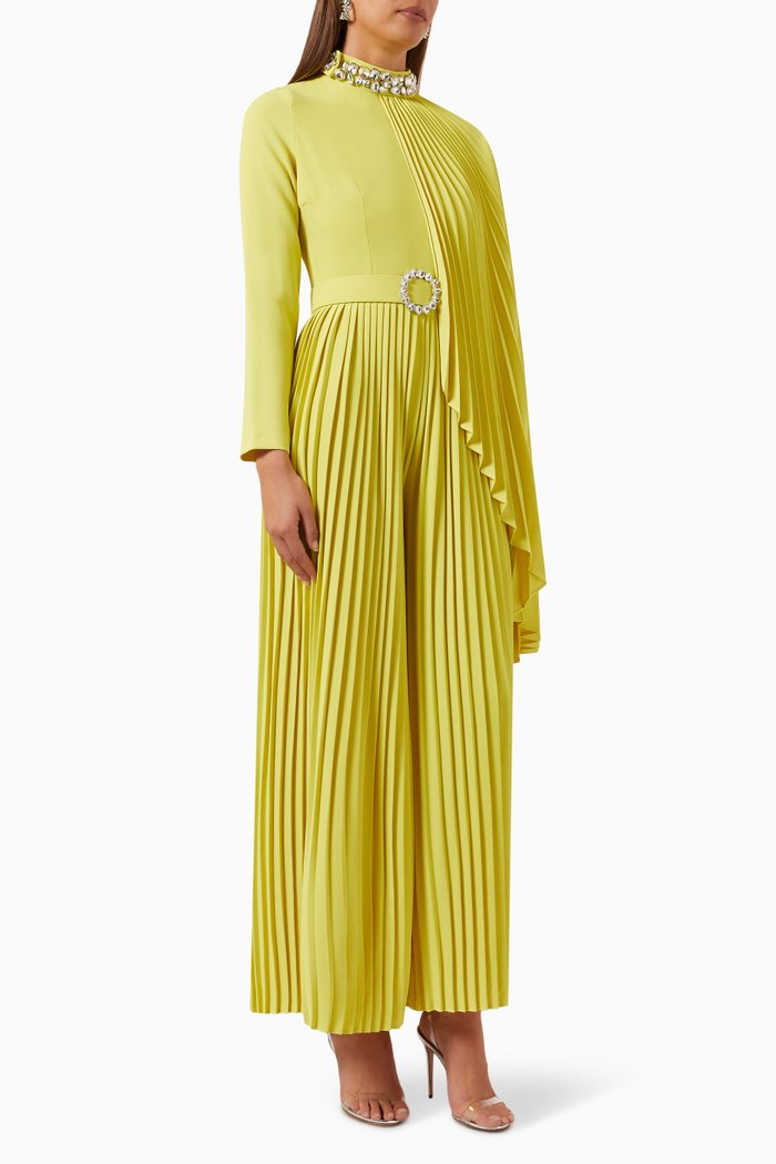 

Pleated Top and Pants Set, Green