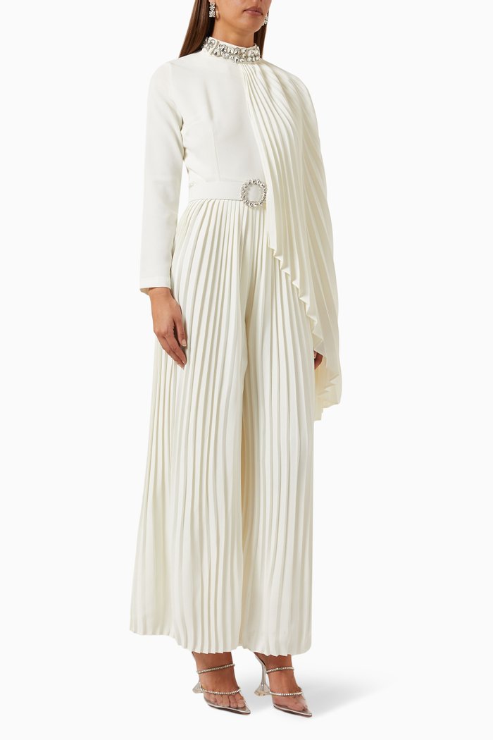 

Pleated Top and Pants Set, Neutral