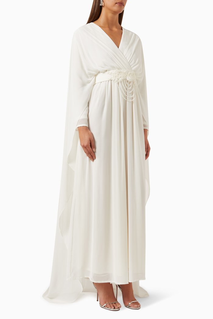 

Maddison Cape-sleeve Jumpsuit, Neutral