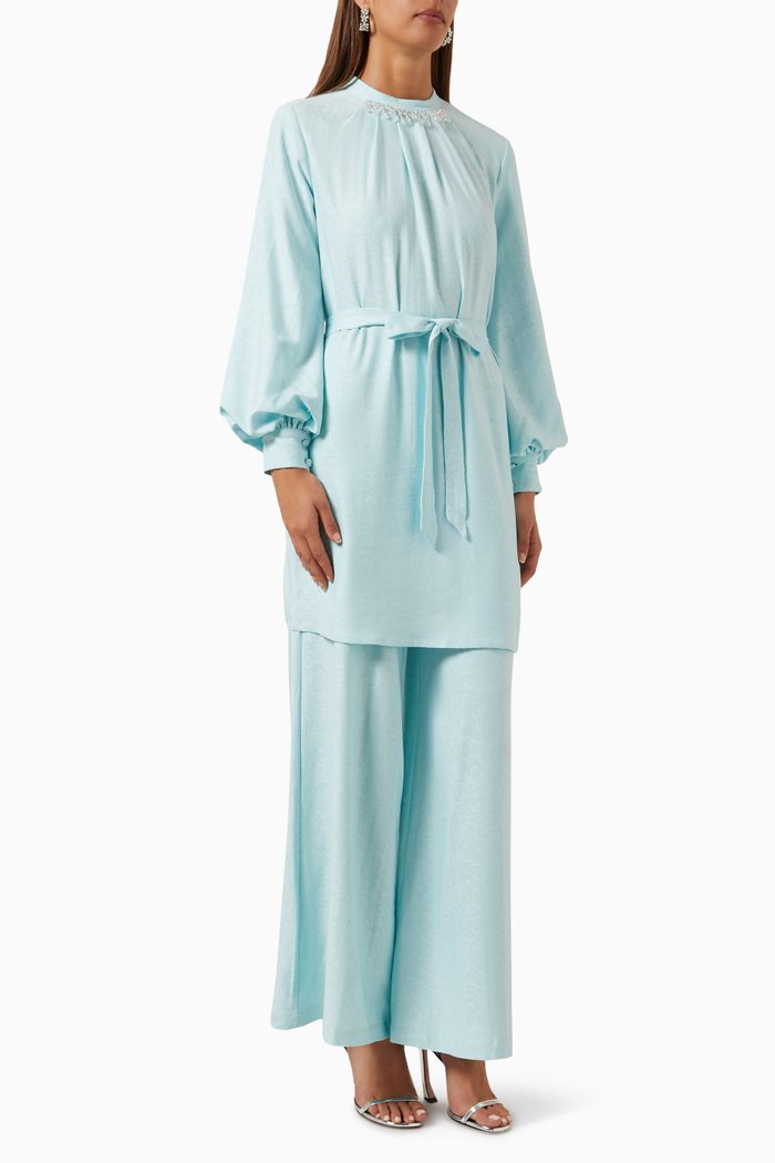 

Jardin Embellished Tunic and Pants Set, Blue