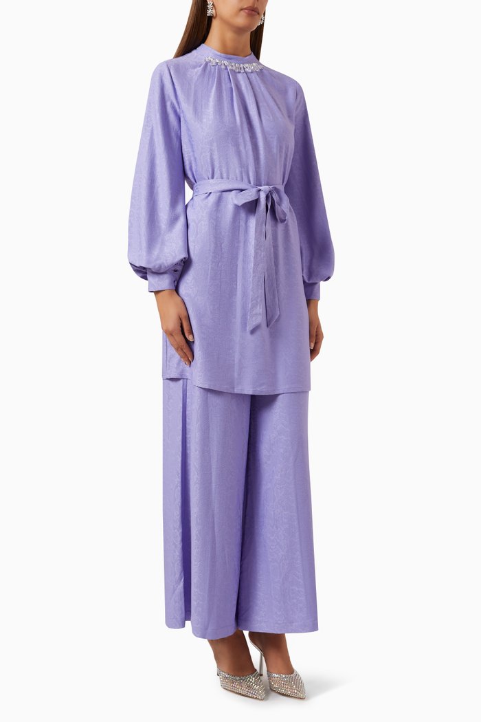 

Jardin Embellished Tunic and Pants Set, Purple