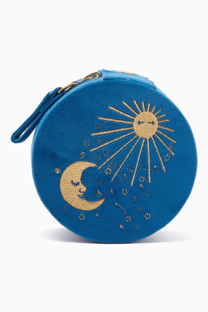 

You Are The Sun To My Moon Jewellery Box in Velvet, Blue