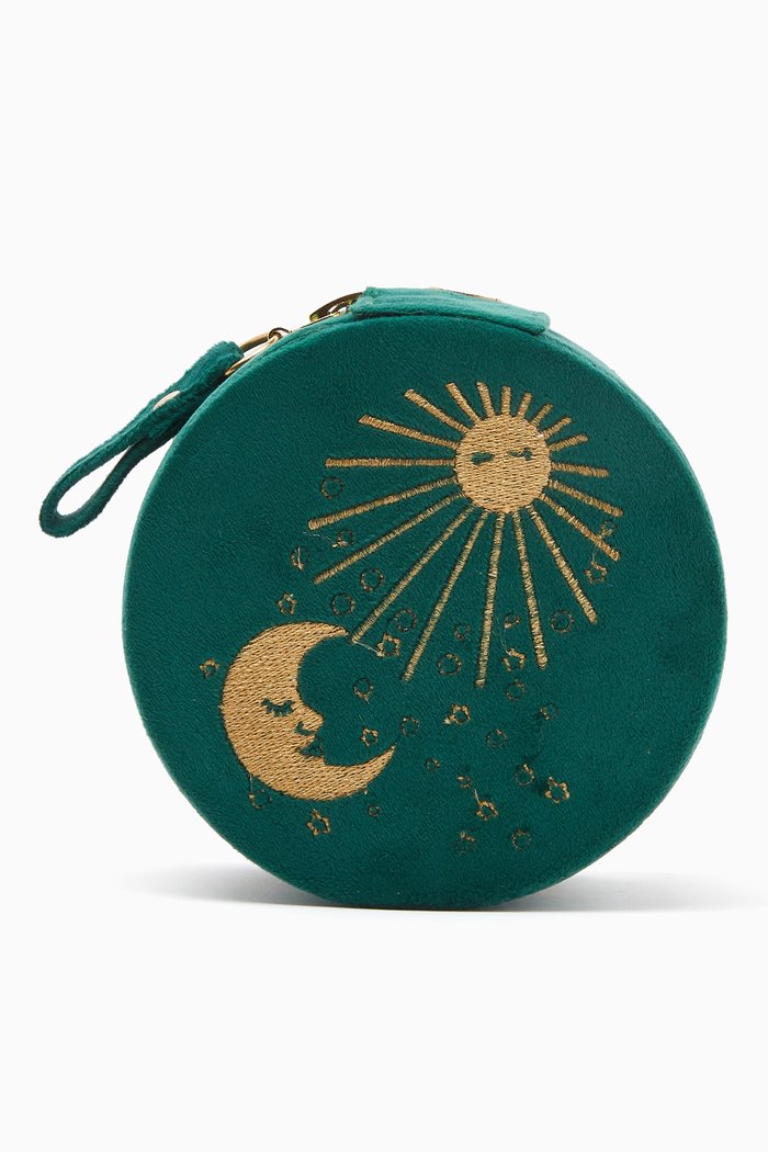 

You Are The Sun To My Moon Jewellery Box in Velvet, Green