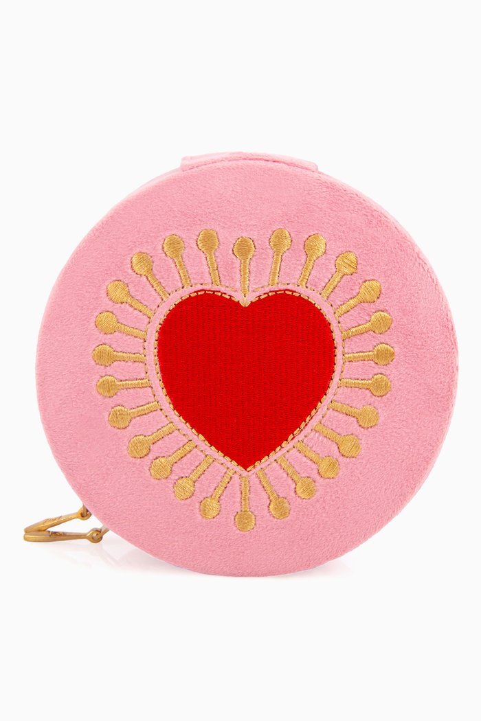 Sacred Heart Jewellery Box in Velvet, Pink