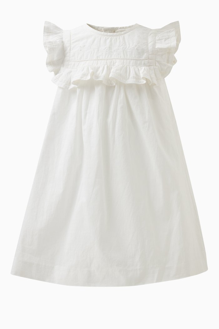 

Ciara Ruffled Dress in Cotton, White