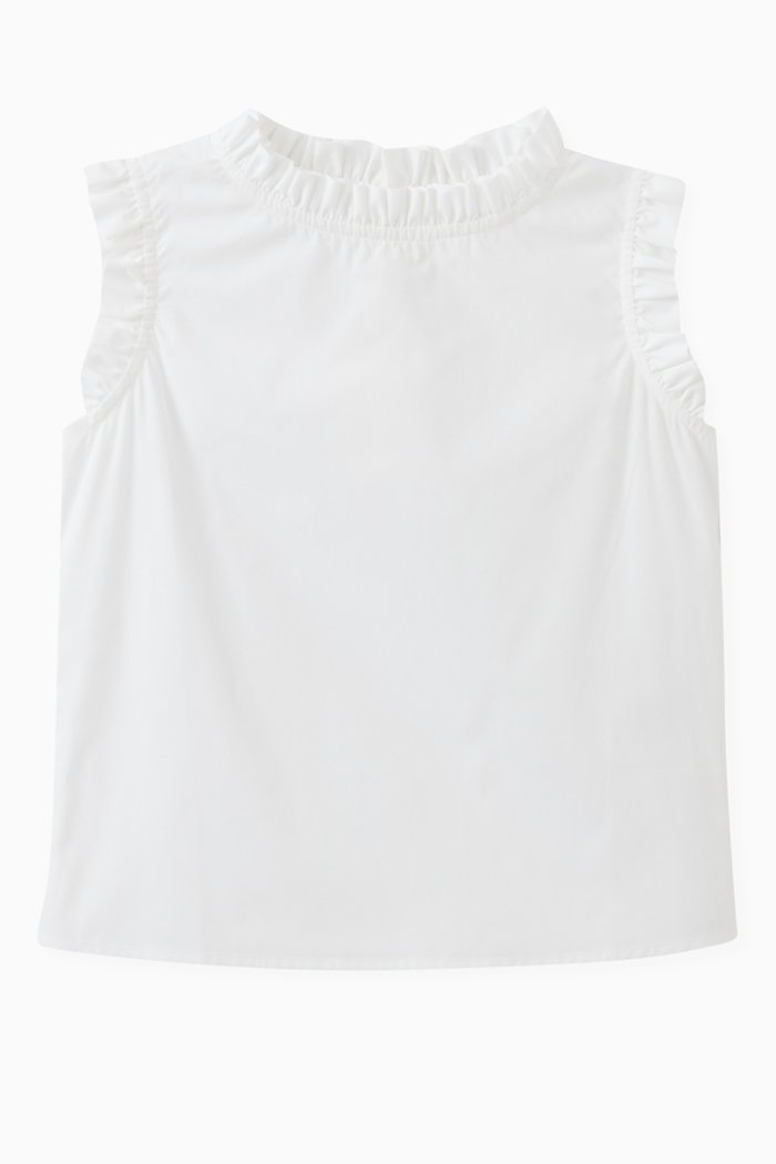 Lou Frilled Blouse in Cotton, White