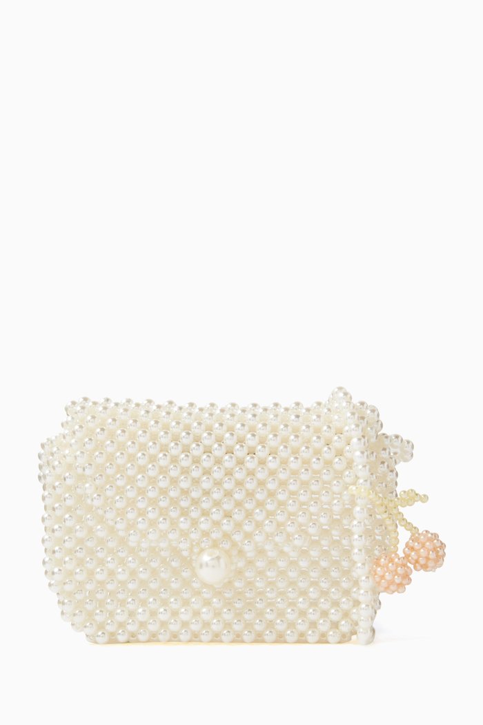 

Cesna Crossbody Bag in Faux Pearl Appliqué, Neutral