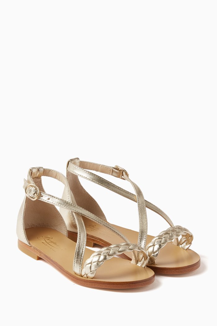 

Celi Braided Sandals in Metallic Leather, Neutral