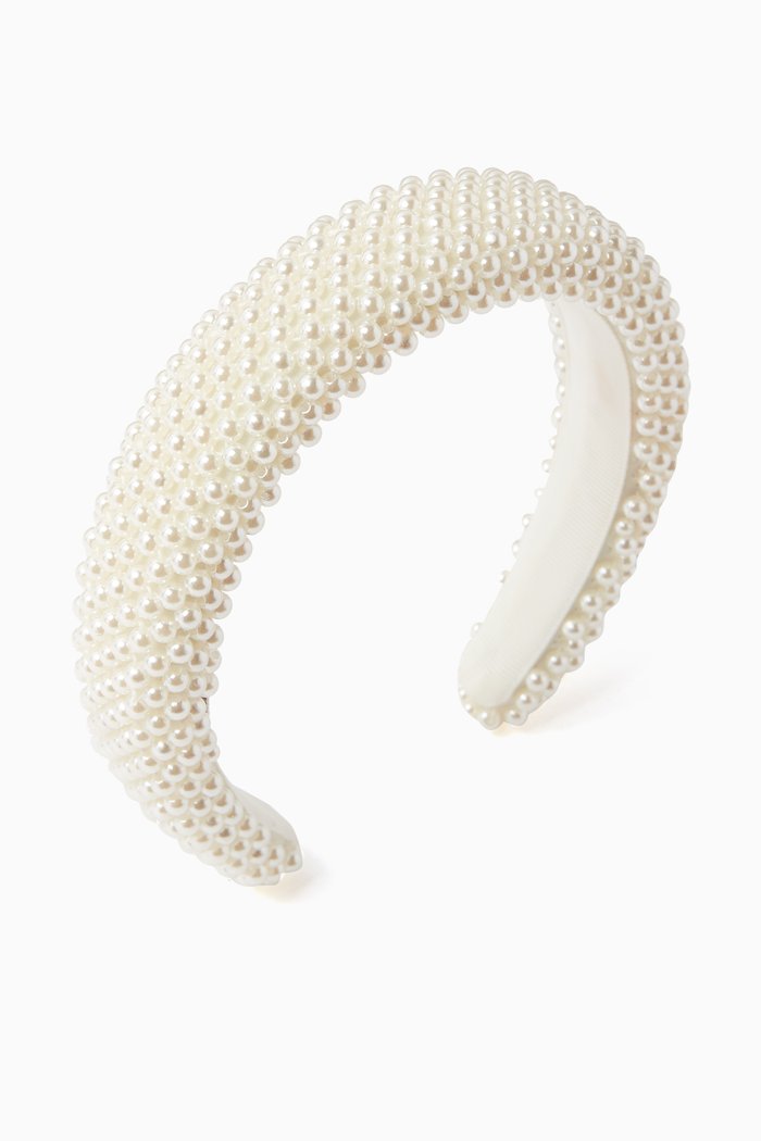 

Serre Embellished Headband in Faux Pearl, Neutral