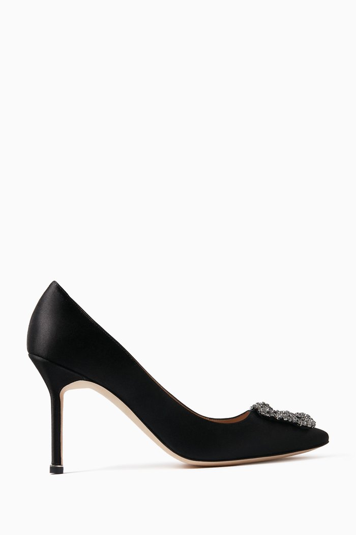 

Hangisi 90 Buckle Pumps in Satin, Black