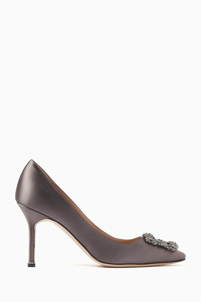 

Hangisi 90 Buckle Pumps in Satin, Grey