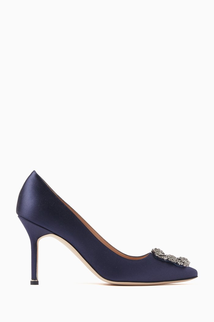 

Hangisi 90 Buckle Pumps in Satin, Blue