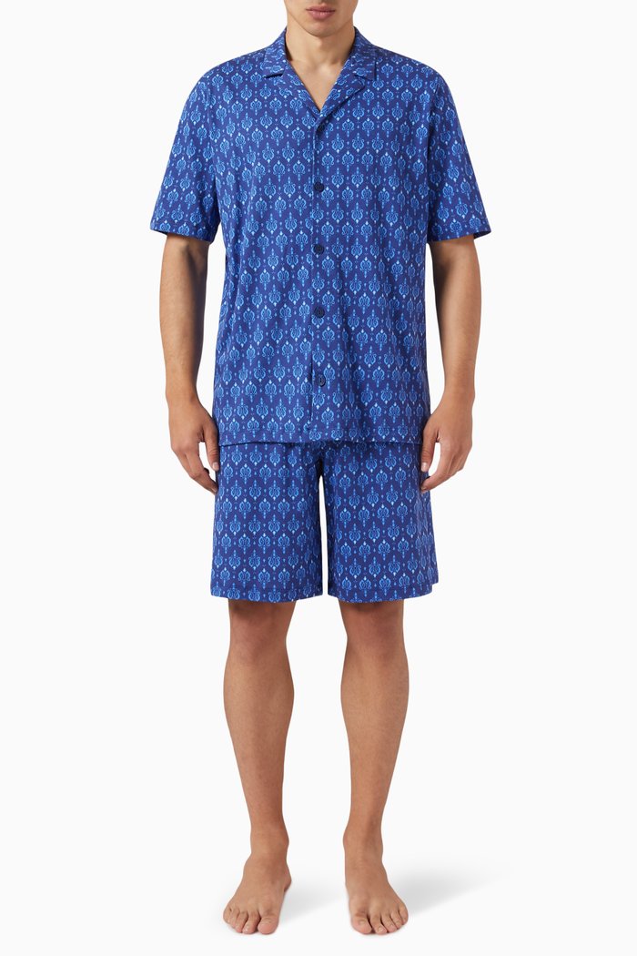 

Night & Day Cotton Shorts Pajama Set in Cotton, Blue