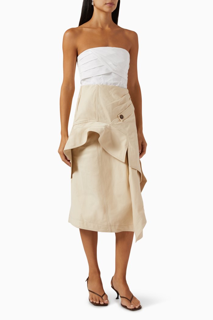 

Jones Draped Corset Dress in Crepe, Neutral
