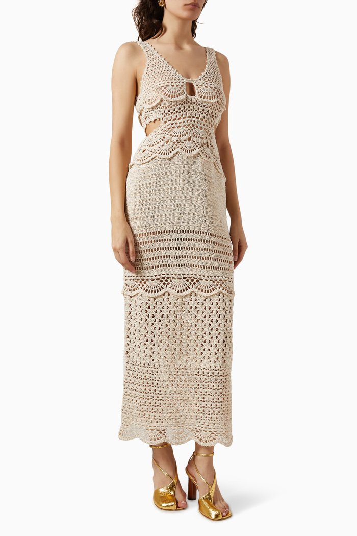 

Cory Maxi Dress in Crochet, White