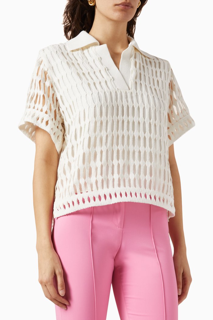 

Rossi Polo Shirt in Mesh, White